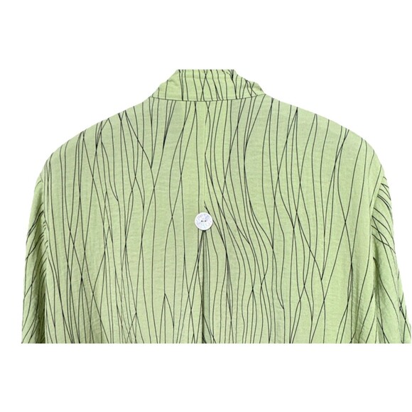 Ali Miles Plus Size 2X Abalone Green Black Button Down Art 3/4 Sleeve Tunic Top - Picture 7 of 8